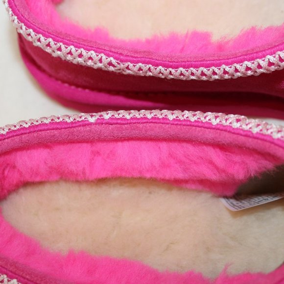 NIB UGG WOMEN'S TASMAN SUEDE SHEARLING SLIP ON SLIPPERS PINK - Picture 5 of 7